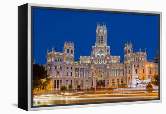 Night View of Cibeles Palace, Plaza De Cibeles, Madrid, Comunidad De Madrid, Spain-Stefano Politi Markovina-Framed Premier Image Canvas