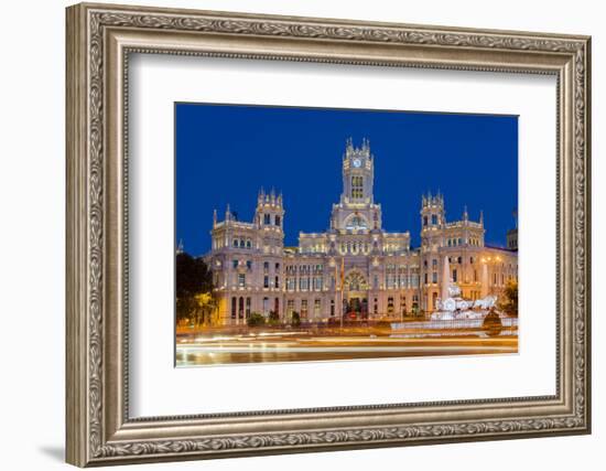 Night View of Cibeles Palace, Plaza De Cibeles, Madrid, Comunidad De Madrid, Spain-Stefano Politi Markovina-Framed Photographic Print