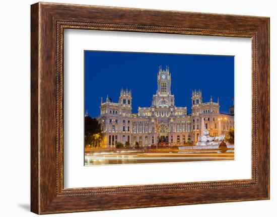 Night View of Cibeles Palace, Plaza De Cibeles, Madrid, Comunidad De Madrid, Spain-Stefano Politi Markovina-Framed Photographic Print