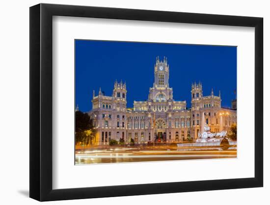 Night View of Cibeles Palace, Plaza De Cibeles, Madrid, Comunidad De Madrid, Spain-Stefano Politi Markovina-Framed Photographic Print