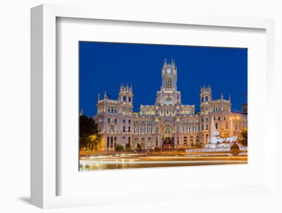 Night View of Cibeles Palace, Plaza De Cibeles, Madrid, Comunidad De Madrid, Spain-Stefano Politi Markovina-Framed Photographic Print