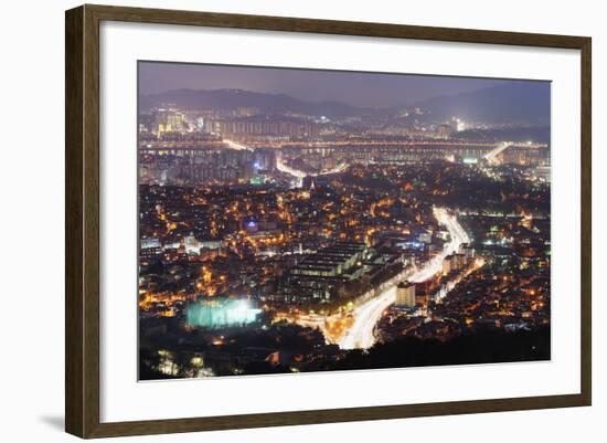 Night View of City, Seoul, South Korea, Asia-Christian-Framed Photographic Print