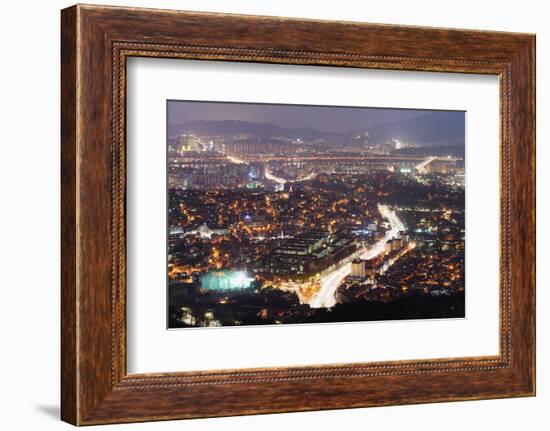 Night View of City, Seoul, South Korea, Asia-Christian-Framed Photographic Print