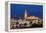 Night view of city skyline with Cathedral and Giralda bell tower, Seville, Andalusia, Spain-Stefano Politi Markovina-Framed Premier Image Canvas