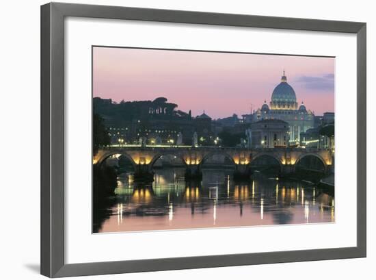 Night View of Dome of St Peter's Basilica-null-Framed Photographic Print