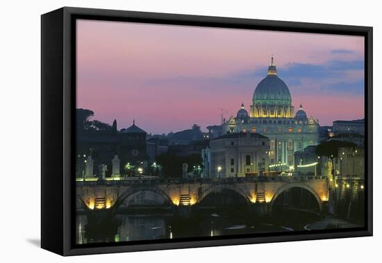 Night View of Dome of St Peter's Basilica-null-Framed Premier Image Canvas