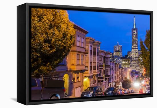 Night View of Downtown Skyline from North Beach District, San Francisco, California, Usa-Stefano Politi Markovina-Framed Premier Image Canvas