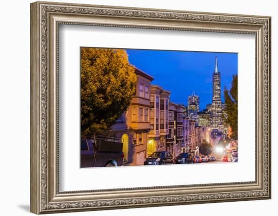 Night View of Downtown Skyline from North Beach District, San Francisco, California, Usa-Stefano Politi Markovina-Framed Photographic Print