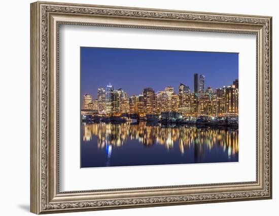 Night view of downtown skyline, Vancouver, British Columbia, Canada-Stefano Politi Markovina-Framed Photographic Print