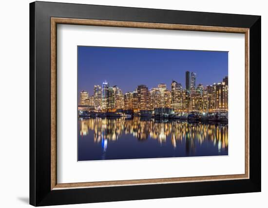 Night view of downtown skyline, Vancouver, British Columbia, Canada-Stefano Politi Markovina-Framed Photographic Print