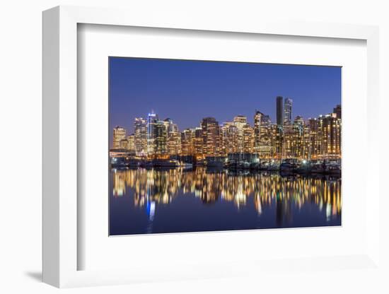Night view of downtown skyline, Vancouver, British Columbia, Canada-Stefano Politi Markovina-Framed Photographic Print