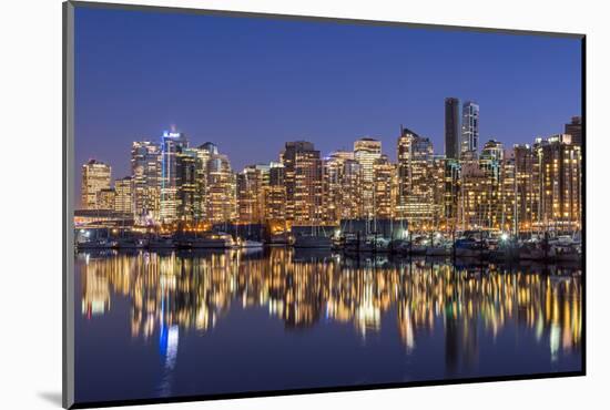 Night view of downtown skyline, Vancouver, British Columbia, Canada-Stefano Politi Markovina-Mounted Photographic Print