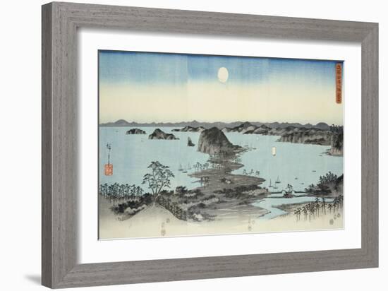 Night View of Eight Excellent Sceneries of Kanazawa in Musashi Province-Ando Hiroshige-Framed Giclee Print