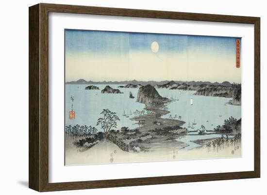 Night View of Eight Excellent Sceneries of Kanazawa in Musashi Province-Ando Hiroshige-Framed Giclee Print