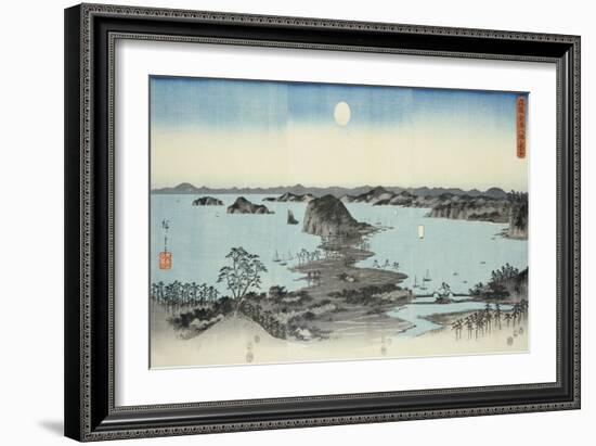 Night View of Eight Excellent Sceneries of Kanazawa in Musashi Province-Ando Hiroshige-Framed Giclee Print