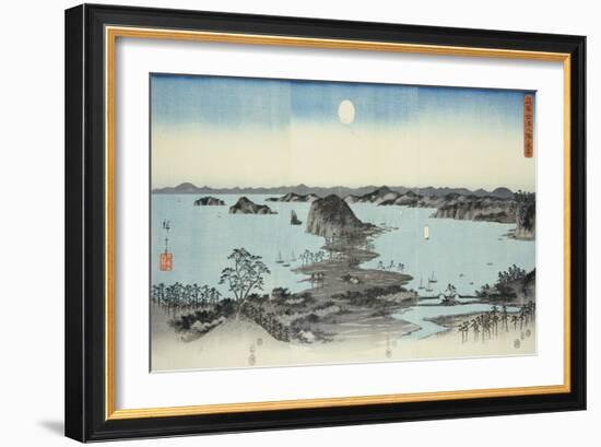 Night View of Eight Excellent Sceneries of Kanazawa in Musashi Province-Ando Hiroshige-Framed Giclee Print