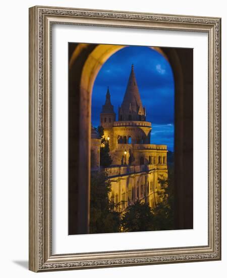 Night View of Fisherman's Bastion, Castle Hill, Budapest, Hungary-Keren Su-Framed Photographic Print