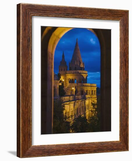 Night View of Fisherman's Bastion, Castle Hill, Budapest, Hungary-Keren Su-Framed Photographic Print