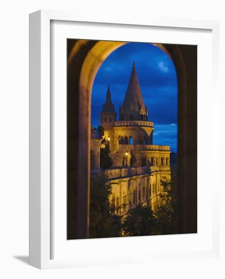 Night View of Fisherman's Bastion, Castle Hill, Budapest, Hungary-Keren Su-Framed Photographic Print