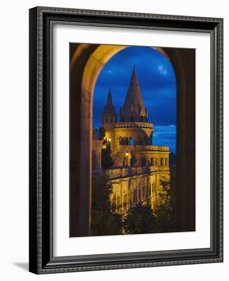 Night View of Fisherman's Bastion, Castle Hill, Budapest, Hungary-Keren Su-Framed Photographic Print