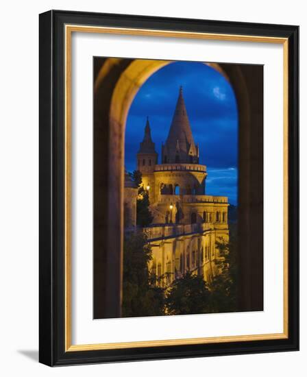 Night View of Fisherman's Bastion, Castle Hill, Budapest, Hungary-Keren Su-Framed Photographic Print