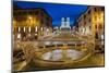 Night view of Fontana della Barcaccia and Spanish Steps, Piazza di Spagna, Rome, Lazio, Italy-Stefano Politi Markovina-Mounted Photographic Print