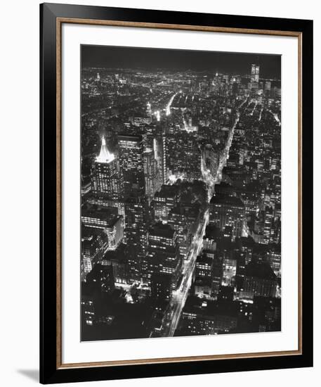 Night View of Lower Manhattan-Chris Bliss-Framed Art Print