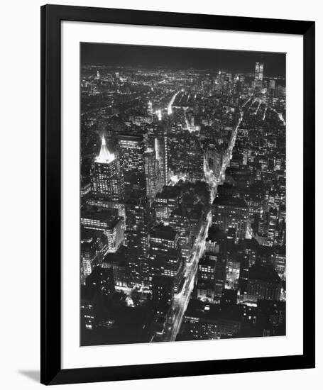 Night View of Lower Manhattan-Chris Bliss-Framed Art Print