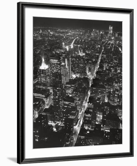 Night View of Lower Manhattan-Chris Bliss-Framed Art Print