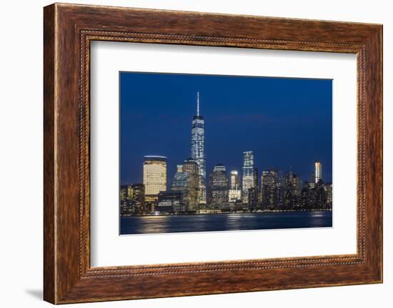 Night View of One World Trade Center and Lower Manhattan Financial Center, Manhattan, New York, USA-Stefano Politi Markovina-Framed Photographic Print