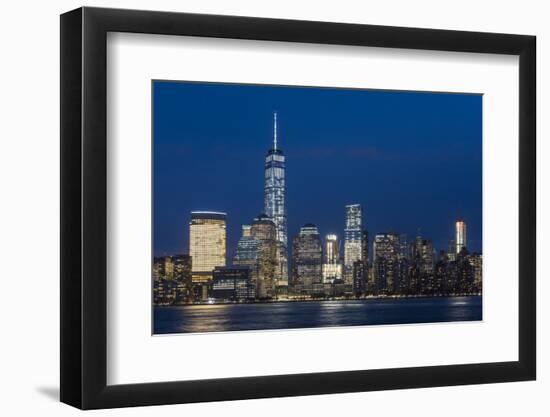 Night View of One World Trade Center and Lower Manhattan Financial Center, Manhattan, New York, USA-Stefano Politi Markovina-Framed Photographic Print