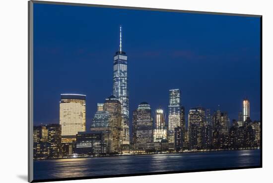 Night View of One World Trade Center and Lower Manhattan Financial Center, Manhattan, New York, USA-Stefano Politi Markovina-Mounted Photographic Print