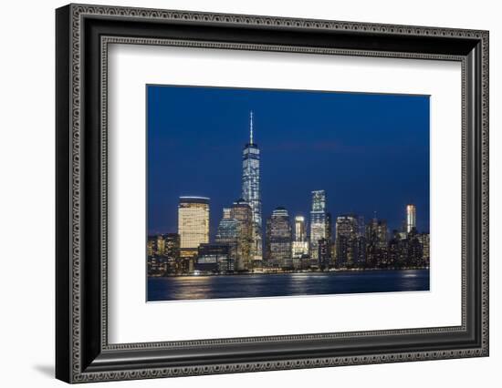 Night View of One World Trade Center and Lower Manhattan Financial Center, Manhattan, New York, USA-Stefano Politi Markovina-Framed Photographic Print