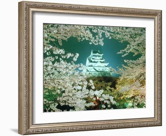 Night View of Osaka Castle & Cherry Blossoms, Japan-null-Framed Photographic Print