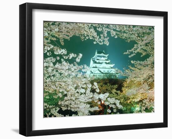Night View of Osaka Castle & Cherry Blossoms, Japan-null-Framed Photographic Print