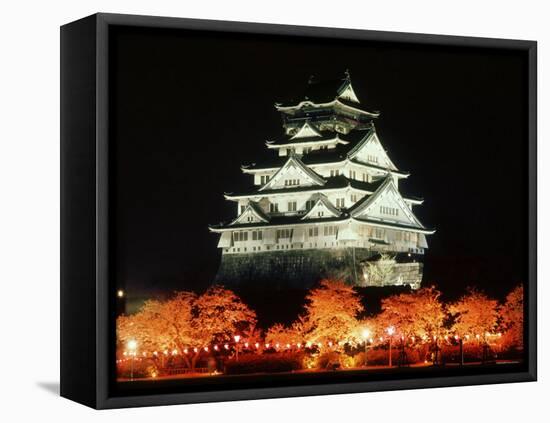 Night View of Osaka Castle with Cherry Blossoms, Japan-null-Framed Premier Image Canvas