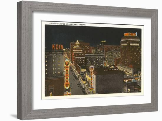 Night View of Portland, Oregon-null-Framed Art Print