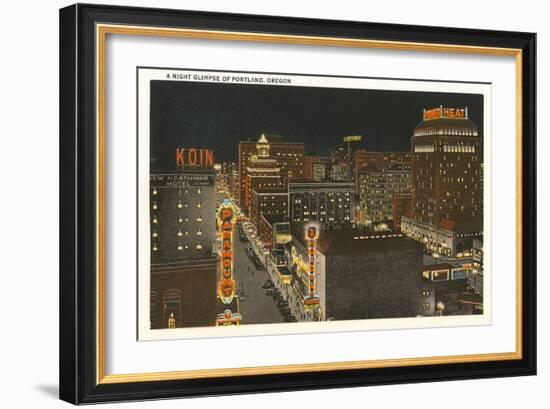 Night View of Portland, Oregon-null-Framed Art Print