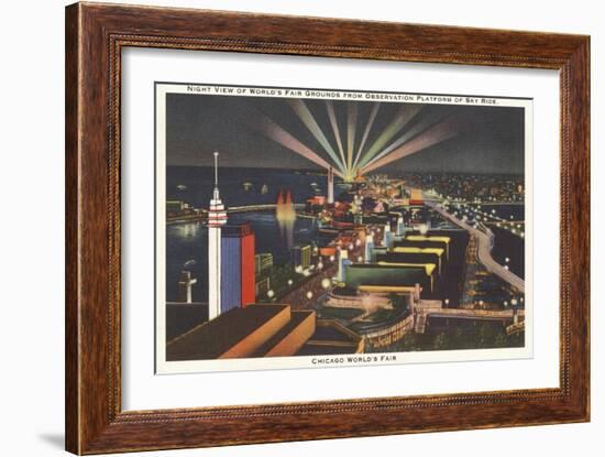 Night View of Sky Ride, Chicago World's Fair-null-Framed Art Print