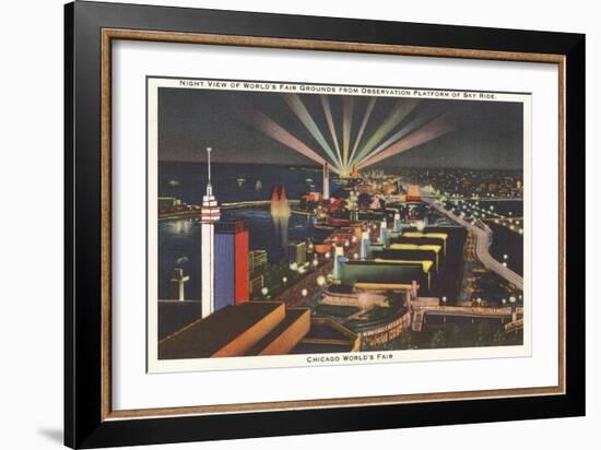 Night View of Sky Ride, Chicago World's Fair-null-Framed Art Print