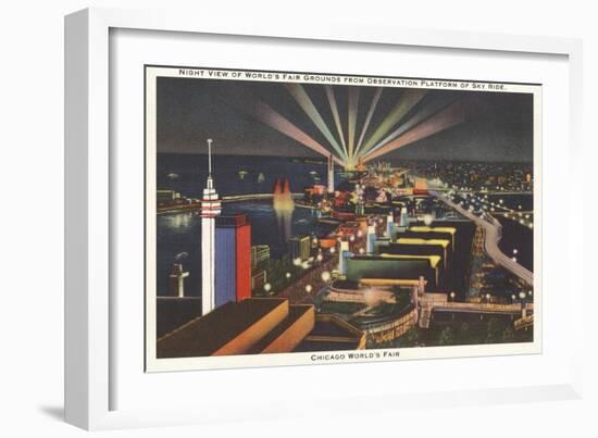 Night View of Sky Ride, Chicago World's Fair-null-Framed Art Print