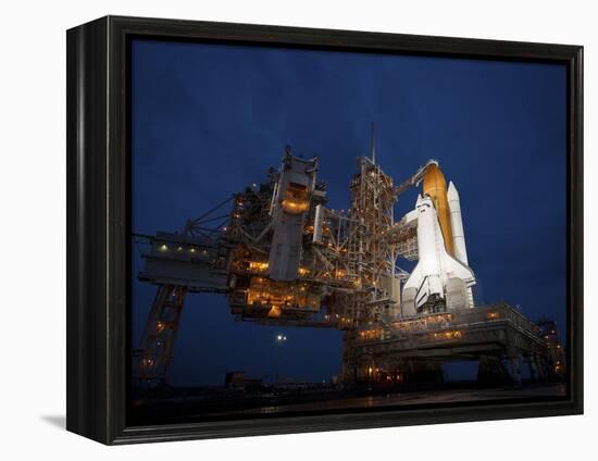 Night View of Space Shuttle Atlantis on the Launch Pad at Kennedy Space Center, Florida-Stocktrek Images-Framed Premier Image Canvas