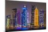 Night view of the business district skyline, Doha, Qatar-Stefano Politi Markovina-Mounted Photographic Print