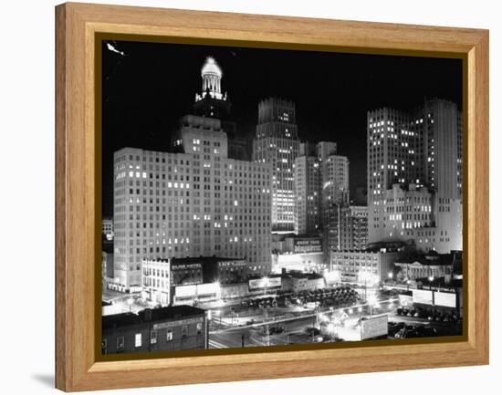 Night View of the City Houston-Dmitri Kessel-Framed Premier Image Canvas