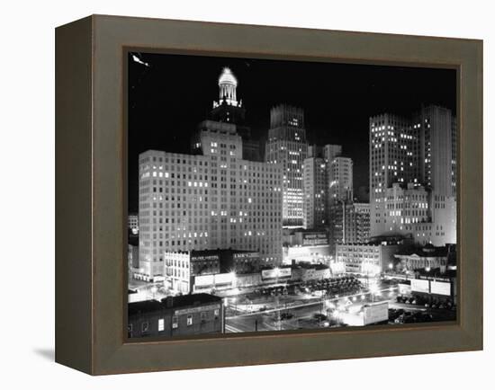 Night View of the City Houston-Dmitri Kessel-Framed Premier Image Canvas