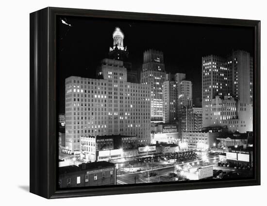 Night View of the City Houston-Dmitri Kessel-Framed Premier Image Canvas