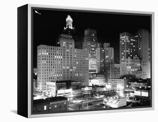 Night View of the City Houston-Dmitri Kessel-Framed Premier Image Canvas