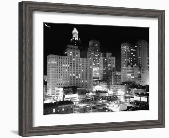 Night View of the City Houston-Dmitri Kessel-Framed Photographic Print