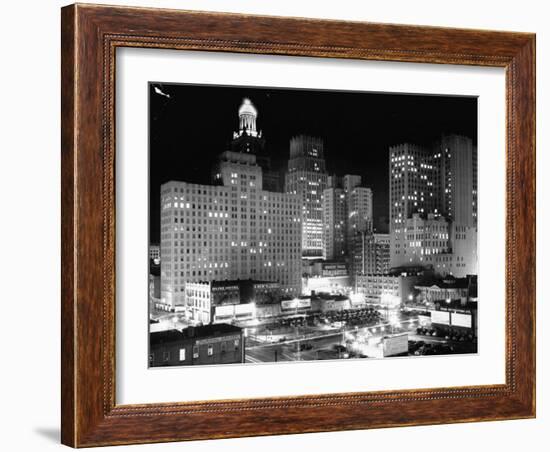 Night View of the City Houston-Dmitri Kessel-Framed Photographic Print