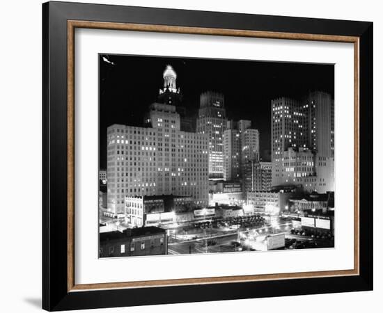 Night View of the City Houston-Dmitri Kessel-Framed Photographic Print